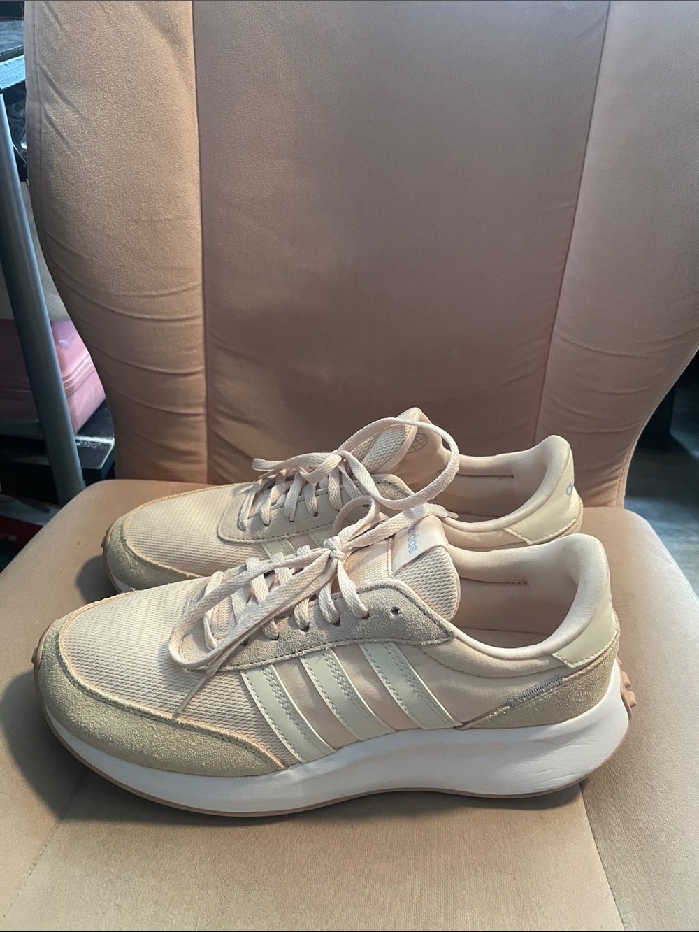 adidas Women's Light Pink Runner-Style Lace-Up Sneakers